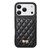 iPhone 17 Pro Max Mirror Rhombic Texture Metal Bow-knot Vegan Leather Card Bag Phone Case - Black