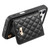 iPhone 17 Pro Max Mirror Rhombic Texture Metal Bow-knot Vegan Leather Card Bag Phone Case - Black