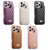 iPhone 17 Pro Max Mirror Rhombic Texture Metal Bow-knot Vegan Leather Card Bag Phone Case - Brown