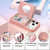 iPhone 17 Pro Max Mirror Rhombic Texture Metal Bow-knot Vegan Leather Card Bag Phone Case - Pink