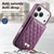 iPhone 17 Pro Max Mirror Rhombic Texture Metal Bow-knot Vegan Leather Card Bag Phone Case - Purple