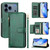 iPhone 17 Pro Max Multi-Card Slots Zipper Wallet Leather Phone Case - Green