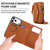 iPhone 17 Pro Max Multifunctional Wallet Detachable Leather Phone Case with Lanyard - Brown