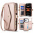 iPhone 17 Pro Max Multifunctional Wallet Detachable Leather Phone Case with Lanyard - Rose Gold