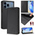 iPhone 17 Pro Max RC01 Dual-Folded Magnetic Suction RFID Leather Phone Case - Black