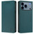 iPhone 17 Pro Max RC01 Dual-Folded Magnetic Suction RFID Leather Phone Case - Dark Green