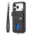 iPhone 17 Pro Max Retro Card Wallet Fold Leather Phone Case with Strap - Black