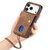 iPhone 17 Pro Max Retro Card Wallet Fold Leather Phone Case with Strap - Brown