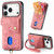 iPhone 17 Pro Max Retro Card Wallet Fold Leather Phone Case with Strap - Pink