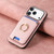 iPhone 17 Pro Max Retro Cross Leather Card Bag MagSafe Phone Case - Pink