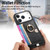 iPhone 17 Pro Max Retro Cross Leather Ring Side Insert Card Bag MagSafe Phone Case - Black
