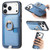 iPhone 17 Pro Max Retro Cross Leather Ring Side Insert Card Bag MagSafe Phone Case - Blue