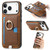 iPhone 17 Pro Max Retro Cross Leather Ring Side Insert Card Bag MagSafe Phone Case - Brown
