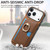 iPhone 17 Pro Max Retro Cross Leather Ring Side Insert Card Bag MagSafe Phone Case - Brown