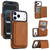 iPhone 17 Pro Max Retro Faux Leather Detachable Magnetic Wallet Bag RFID Blocking Phone Case - Brown