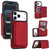 iPhone 17 Pro Max Retro Faux Leather Detachable Magnetic Wallet Bag RFID Blocking Phone Case - Red