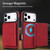 iPhone 17 Pro Max Retro Faux Leather Detachable Magnetic Wallet Bag RFID Blocking Phone Case - Red