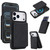 iPhone 17 Pro Max Retro Faux Leather Detachable Spring Loaded Card Bag Magnetic RFID Phone Case - Black
