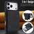 iPhone 17 Pro Max Retro Faux Leather Detachable Spring Loaded Card Bag Magnetic RFID Phone Case - Black