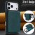 iPhone 17 Pro Max Retro Faux Leather Detachable Spring Loaded Card Bag Magnetic RFID Phone Case - Green