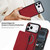 iPhone 17 Pro Max Retro Faux Leather Detachable Spring Loaded Card Bag Magnetic RFID Phone Case - Red