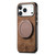 iPhone 17 Pro Max Retro Leather Rotation Round Holder Phone Case - Brown