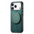 iPhone 17 Pro Max Retro Leather Rotation Round Holder Phone Case - Green