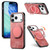 iPhone 17 Pro Max Retro Leather Rotation Round Holder Phone Case - Pink