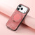 iPhone 17 Pro Max Retro Leather Rotation Round Holder Phone Case - Pink
