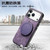 iPhone 17 Pro Max Retro Leather Rotation Round Holder Phone Case - Purple