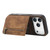 iPhone 17 Pro Max Retro Leather Zipper Wallet Back Phone Case - Brown