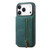 iPhone 17 Pro Max Retro Leather Zipper Wallet Back Phone Case - Green