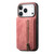 iPhone 17 Pro Max Retro Leather Zipper Wallet Back Phone Case - Pink