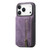 iPhone 17 Pro Max Retro Leather Zipper Wallet Back Phone Case - Purple