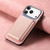 iPhone 17 Pro Max Retro Magsafe Card Bag PU Back Cover Phone Case - Pink