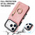 iPhone 17 Pro Max Retro Ring and Zipper RFID Card Slot Phone Case - Pink