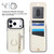iPhone 17 Pro Max Retro Ring and Zipper RFID Card Slot Phone Case - White