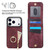 iPhone 17 Pro Max Retro Ring and Zipper RFID Card Slot Phone Case - Wine Red
