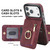 iPhone 17 Pro Max Retro Ring and Zipper RFID Card Slot Phone Case - Wine Red