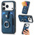 iPhone 17 Pro Max Retro Skin-feel Ring Card Wallet Phone Case - Blue