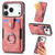 iPhone 17 Pro Max Retro Skin-feel Ring Card Wallet Phone Case - Pink