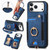 iPhone 17 Pro Max Retro Skin-feel Ring Multi-card Wallet Phone Case - Blue