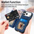 iPhone 17 Pro Max Retro Skin-feel Ring Multi-card Wallet Phone Case - Blue
