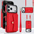 iPhone 17 Pro Max RFID Card Slot Phone Case with Long Lanyard - Red