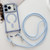 iPhone 17 Pro Max Rhinestone Clear Acrylic Electroplated Magnetic Phone Case with Neck Lanyard - Blue