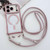 iPhone 17 Pro Max Rhinestone Clear Acrylic Electroplated Magnetic Phone Case with Neck Lanyard - Pink