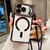 iPhone 17 Pro Max Rhinestone Clear Acrylic Electroplated Magnetic Phone Case with Right-Side Crossbody Lanyard - Purple