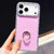 iPhone 17 Pro Max Rhinestone Ring Holder Dual-side IMD PC Hybrid TPU Phone Case - Glitter Light Purple