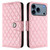 iPhone 17 Pro Max Rhombic Texture Flip Leather Phone Case with Lanyard - Pink
