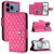 iPhone 17 Pro Max Rhombic Texture Flip Leather Phone Case with Lanyard - Rose Red